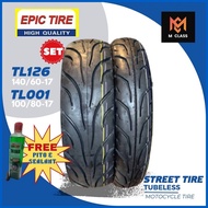 ✈ ➕◬ ☽ SET R17 TL126 ON-ROAD M/C TL TIRE FOR SNIPER, GIXXER, F2i150; FZi, FZ16 -EPIC 140/60; 100/80