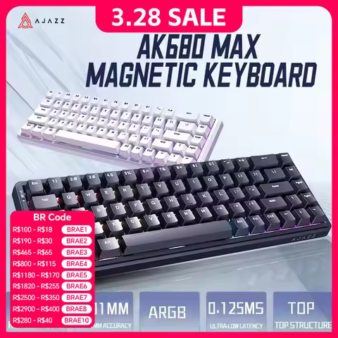 AJAZZ AK680 MAX Mechanical Keyboard HE Hall Effect Switch 60% 8k/1K RGB Wired/Wireless Gaming Rapid 