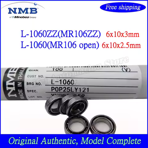 20pcs/50pcs/100pcs NMB L-1060 6*10*2.5 mm MR106 open Bearing Miniature High speed bearing L-1060ZZ 6