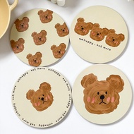BEAR CERAMIC COASTER/Aesthetic Cute Coaster CERAMIC Plate & Glass Coaster Bear Motif Cute/Coaster Ko