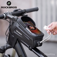 ROCKBROS Bicycle Bag Waterproof Touch Screen Cycling Bag Top Front Tube Frame MTB Road Bike Bag 6.5 Phone Case Bike Acce