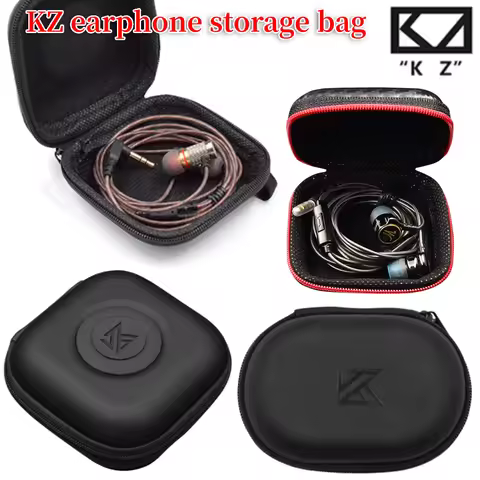 KZ Earphones Oval Storage Bag Wired Headphones PU Zipper Storage Box Portable Hold Storage Case Cont
