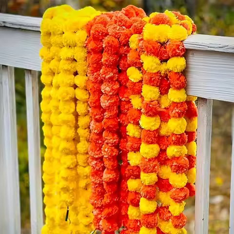 1pcs Marigold Garland for Decoration Artificial Marigold Flower Diwali Indian Wedding Mexico Dia De 