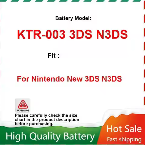 1400mAh KTR-003 Game Console Replacement Battery for Nintendo NN3DS, MWH710A01, New 3DS Batteries Wa