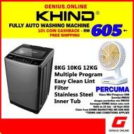 Khind Fully Auto Washing Machine Mesin Basuh 洗衣机 8kg 10kg 12kg ~ WM80A / WM100A / WM120A