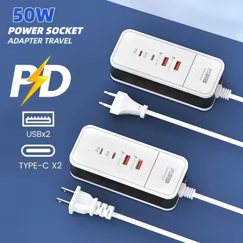4 Ports USB C Charger 50W Fast Charging Phone Power Socket Adapter Travel Charger For iPhone 15 Xiao