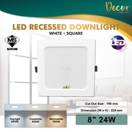 LED Recessed Downlight 12W 15W 18W 24W 4" 6" 8" LED Recess Downlight Round / Square Lampu LED Downli