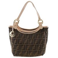 Pre-owned FENDI Zucca tote bag with logo charm, 8BH156, made in Italy, brown canvas, shoulder/handba