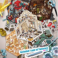 5 Packs Multiple Cute Cartoon V5 Themed Charming Miniature World 3D Landscape Scene Stickers DIY Tra