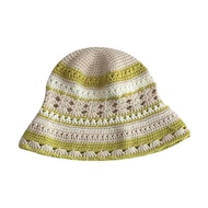 Topi Bucket โครเชต์เด็กผู้หญิงหวานสำหรับผู้หญิงหมวกชาวประมงสีเข้ากันลำลองสำหรับวัยรุ่นผู้หญิงหมวกกัน
