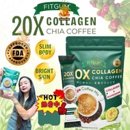 【 Original 】 Fitgum 20x Collagen Chia Seed Coffee Organic Coffee Containing Glutathione for Weight L