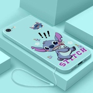 for iPhone 7 Plus 6 6S Plus SE Cute Feared Stitch Case Liquid Casing Cartoon Design Soft Frosted Rubber Cover