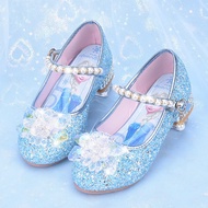 Girls Kids Shoes High Heels Crystal Elsa Princess Shoes Baby Girl Leather Shoes