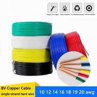❁ BV Solid Copper Wire Electric Cable 20awg 19/18/16AWG 14AWG 12AWG 10awg PVC Single Core Hard Cable 220V Home Improvement Wire
