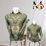 HIJAU Green sage batik couple father and son doby premium_batik doby father and son couple latest sa