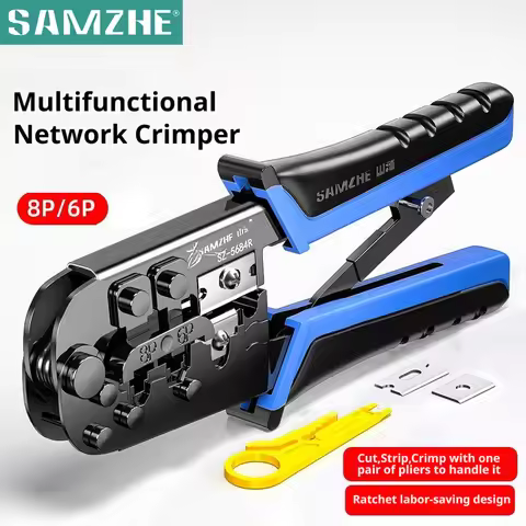 SAMZHE RJ45 Crimper RJ11 RJ45 Crimping Tool Ethernet Network LAN Cable Crimper Cutter Stripper Plier