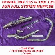 ☁ ☀ TMX 125 & TMX 155 New Full System Open Muffler AUN , Stainless Open PIpe