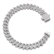 Saintda Cuban Link Bracelet For Men Women Silver/Gold/Rose Gold Bracelets Iced Out Miami Cuban Brace
