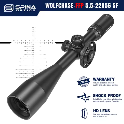 SPINA OPTICS HD WolfChase 5.5-22X56 FFP Tactical Hunting 10-300m Riflescope Sight Side Parallax Turr