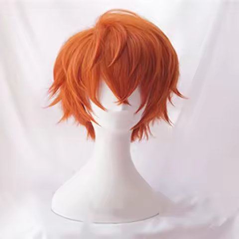 Anime Mystic Messenger 707 Cosplay Synthetic Wig Short Red Orange Heat Resistant Hair Cosplay Wigs