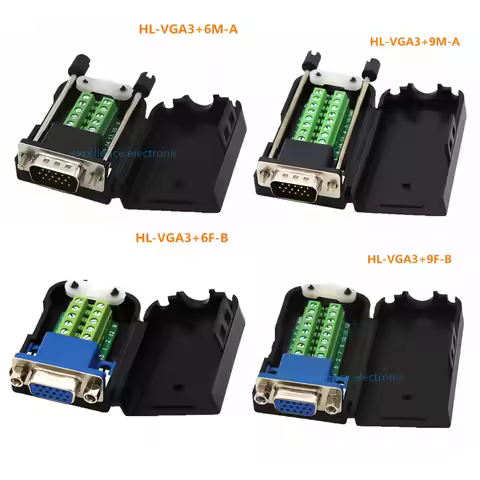 D-SUB DB15 Male 15Pin Jack Port to Terminal Breakout Board Connector 3Row Plug DR15 VGA Male Female 