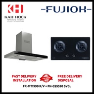 FUJIOH FR-MT1990 R/V 900MM CHIMNEY HOOD WITH GLASS PANEL (GLASS BLACK) + FH-GS5520 SVGL BLACK GLASS GAS HOB