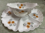 Bộ Đĩa Hoa Mặt Trời + Bát Để Gà - Bộ Đĩa Hoa Mặt Trời Bằng Nhựa Cao Cấp 7 Chi Tiết - Bộ Đĩa Hoa Mặt