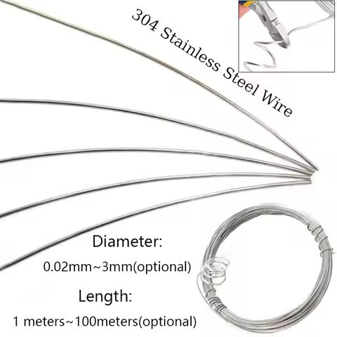 1pcs 304 Stainlessy Steel Wire Diameter 0.02~3mm Full Hard Wire Length 1Meter/5Meter/10Meter/50Meter