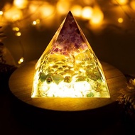 金字塔奧根塔Orgonite生命之樹水晶脈輪助眠冥想能量紫水晶綠松石