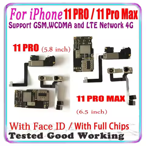 For iPhone 11 / 11 Pro / 11 Pro Max 256gb Motherboard With Face ID 128gb Unlocked 64gb Support iOS U