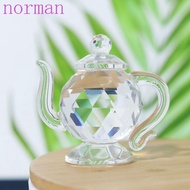NORMAN Crystal Teapot Figurine, Clear Teapot shape Teapot Sculpture Ornament, Living Room Decoration