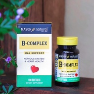 Mason Natural B-Complex Vitamin B Supplement Pills (100 Pills), Reduce Stress and Fatigue