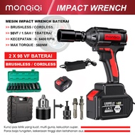 Monqiqi Bor impek pembuka baut motor Cordless Impact Wrench high torsi Brushless impact Baterai 98Vo