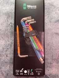 Wera 3950/9 HEX-PLUS 彩色 HF 不鏽鋼 1 L 型扳手組套，公制，不鏽鋼，帶固持功能, 9件套