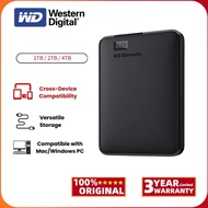 【24H Ship】WD Elements 2.5'' HDD External hard drives USB3.0 Portable Hard Disk (1TB/2TB/4TB)
