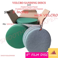 5Inches Velcro Film Wet Sanding Disc Sandpaper 聚酯薄膜绿砂圆砂盘 Polyester Film Abrasive Kalis Air Bulat 5''