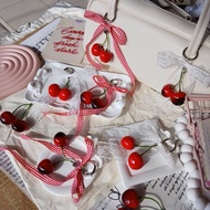 Cherry Ribbon ̊ ༘ Bow Keychain Lace Pendant Bag Hanging Shoe | Handmade Work