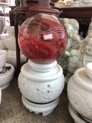 Bi đèn xoay phong thủy đá núi lửa Obsidian đỏ