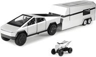 Diecast Metal Cybertruck Model Pickup Truck Race Car Toy With RV Motorcycle For Men Women  Display M