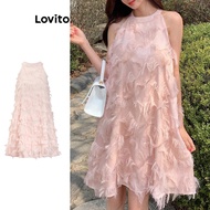 Lovito Casual Dress Plain Fringe Dress for Women L106AD483