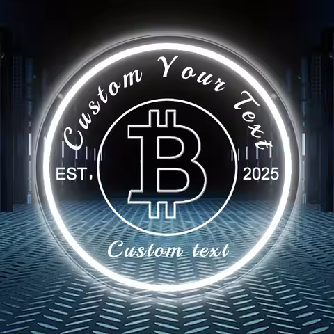 Custom Bitcoin Logo Neon Light Sign with Personalized Text USB-Powered Wall LED Decor for Home Parti