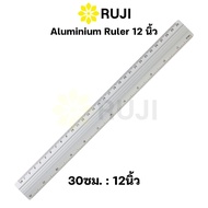 RUJI AU-30CM 12-Inch Aluminum Ruler Strong Clear Scale Feet Official