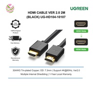 UGREEN HDMI CABLE VER 2.0 4K@60HZ 2M (BLACK) UG-HD104-10107