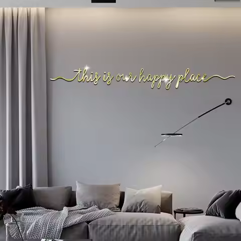 2pcs English Famous Quote Wall Stickers Shining English Letters Mirror Acrylic Wall Sticker Golden S