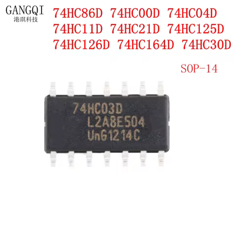 10PCS 74HC86D 74HC00D 74HC04D 74HC11D 74HC21D 74HC125D 74HC126D 74HC03D 74HC164D 74HC30D SOP14 74HC0