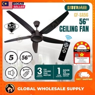 SIBERIAIR CF-SA56 56" 5 Blade 5 Speed Remote Control Ceiling Fan ABS Blade (BLACK,3 Years Warranty) 
