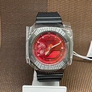Casio G-Shock GM-2100B-4A Gray Metal Cover Octagonal Red Analog Digital Watch