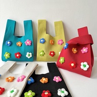 2025 New Small Flower Vest Bag Niche Design Cute Colorful Small Flower Knitted Shoulder Bag Versatil