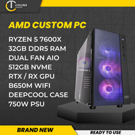 [  GAMING PC BUILD - AERO ] AMD RYZEN 5 7600X CPU Desktop Package with GPU / Prebuilt Unit For Gamin