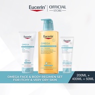 Eucerin Omega Face & Body Regimen Set for Itchy & Very Dry Skin / Omega Balm + Bath & Shower Oil +AT